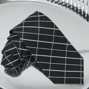 Axist Essentials Mens Black Tie Event‎ Geometric Silk Necktie 58" x 3.5"